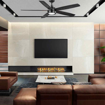 Home Decorators Driskol 60 in. LED Matte Black Smart Ceiling Fan w/ Remote