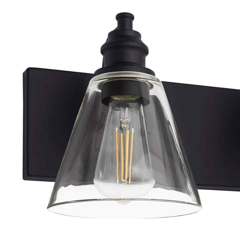 Hampton Bay Manor 24 in. 3-Light Matte Black Industrial Bathroom Vanity Light