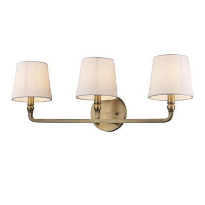 Hampton Bay Canterwood Brass Bathroom Vanity Light Fixture w/ Fabric Shades