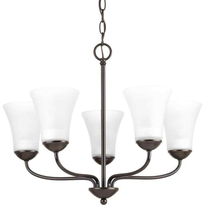 Progress Lighting 5-Light Antique Bronze Etched Glass Traditional Chandelier