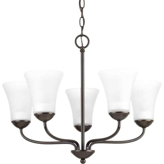 Progress Lighting 5-Light Antique Bronze Etched Glass Traditional Chandelier
