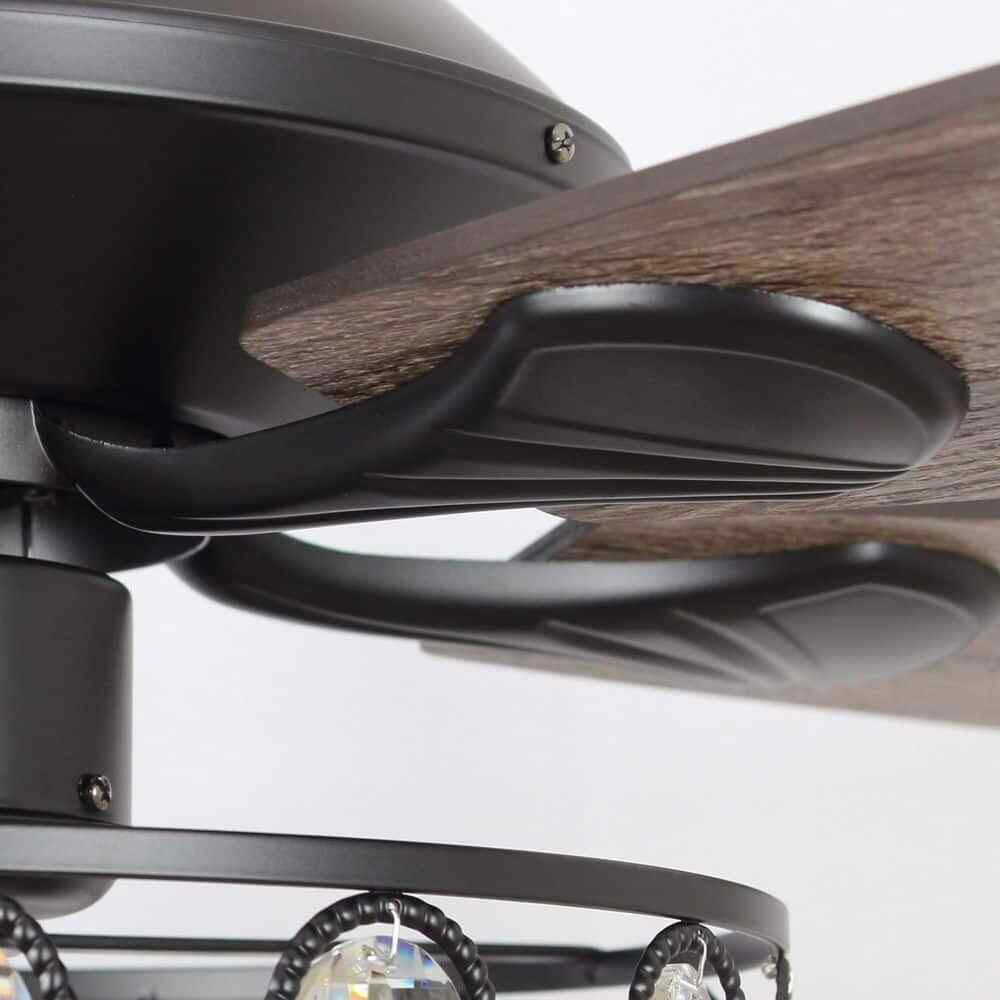 Parrot Uncle Huber 52 in. Indoor Black Crystal Chandelier Ceiling Fan