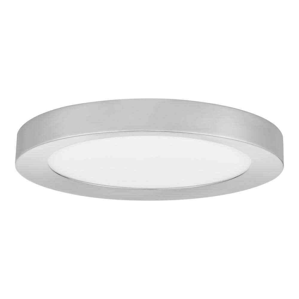 Home Decorators Calloway 15 in. Polished Nickel Integrated LED 5CCT Flush Mount