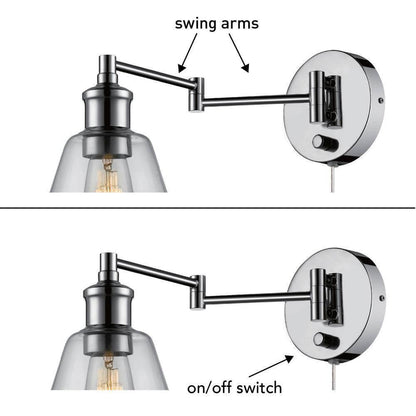 Globe Electric LeClair 1-Light Chrome Swing Arm Wall Sconce 65704