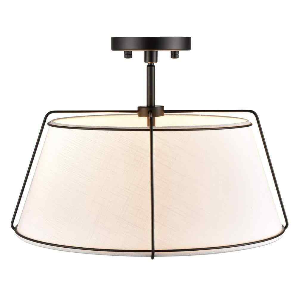 Light Society Lise 2-Light Black/White Pendant with Fabric Shade LS-C556-BLK