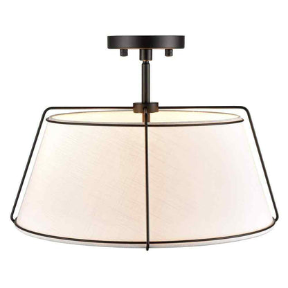 Light Society Lise 2-Light Black/White Pendant with Fabric Shade LS-C556-BLK