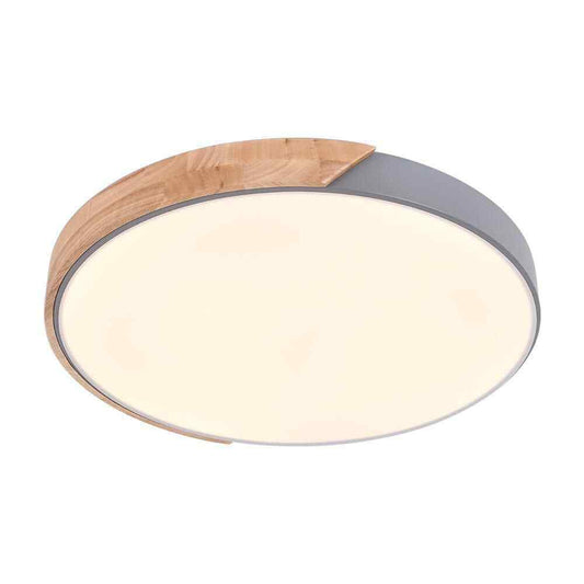 RRTYO 19.68 in. 1-Light Grey LED Flush Mount Ceiling Light with Acrylic Shade