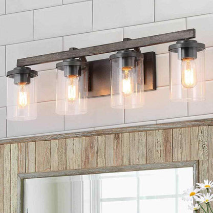 LNC Birdwood 28 in. 4-Light Rust Gray Industrial Bathroom Vanity Light