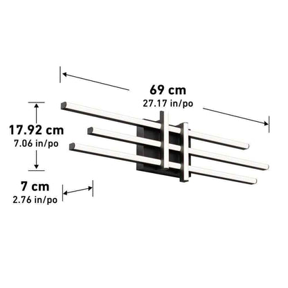 Artika Grid 27 in. Light Matte Black LED 3 CCT Vanity Light Bar for Bathroom