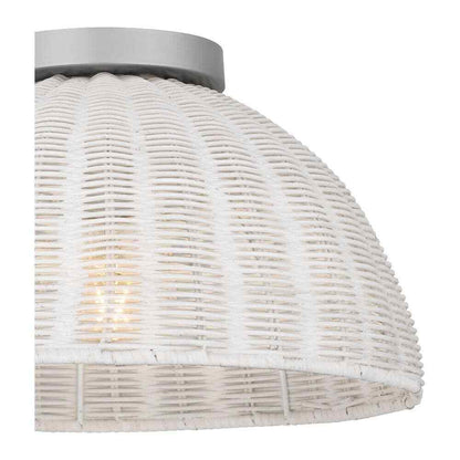 Hampton Bay Highler 13 in. Silver Flush Mount with White Rattan Shade HD5887E5