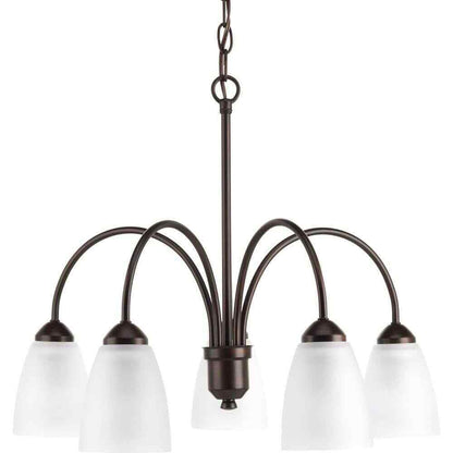 Progress Lighting Gather 5-Light Antique Bronze Etched Glass Chandelier Light