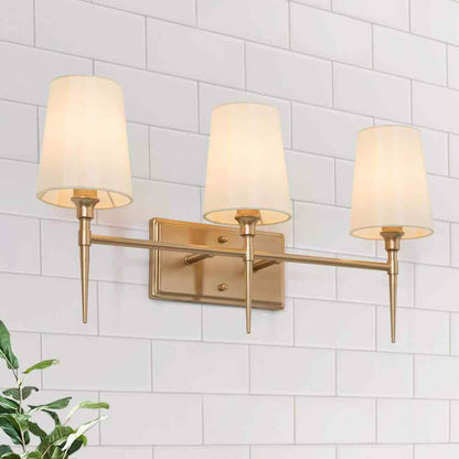 LNC Gold Bathroom Vanity Light Sconce Bath Vanity Light w/ Fabric Shades