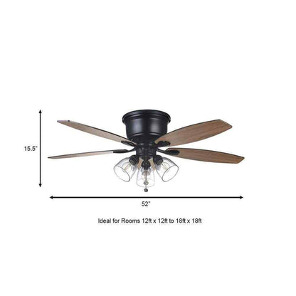 Hampton Bay Stoneridge 52 in. Matte Black Hugger LED Ceiling Fan with Light Kit