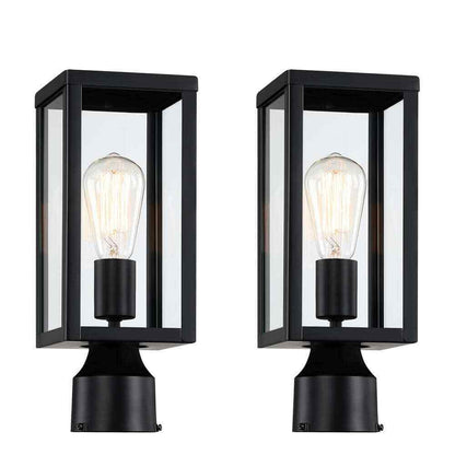 Hukoro Matte Black Metal Hardwired Outdoor Weather Resistant Post Light 2-Pack