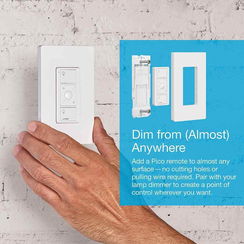 Lutron Caseta Smart Lighting Dimmer for Table Lamps 100W LED Bulbs PD-3PCL-WH