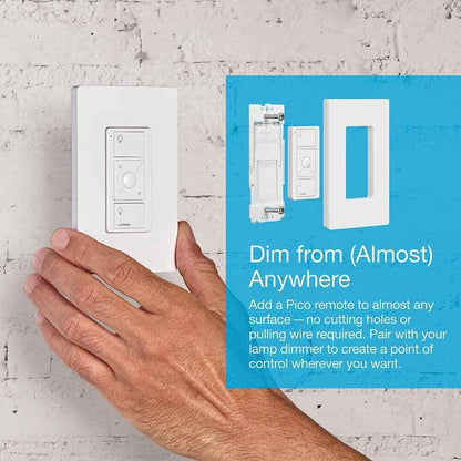 Lutron Caseta Smart Lighting Dimmer for Table Lamps 100W LED Bulbs PD-3PCL-WH