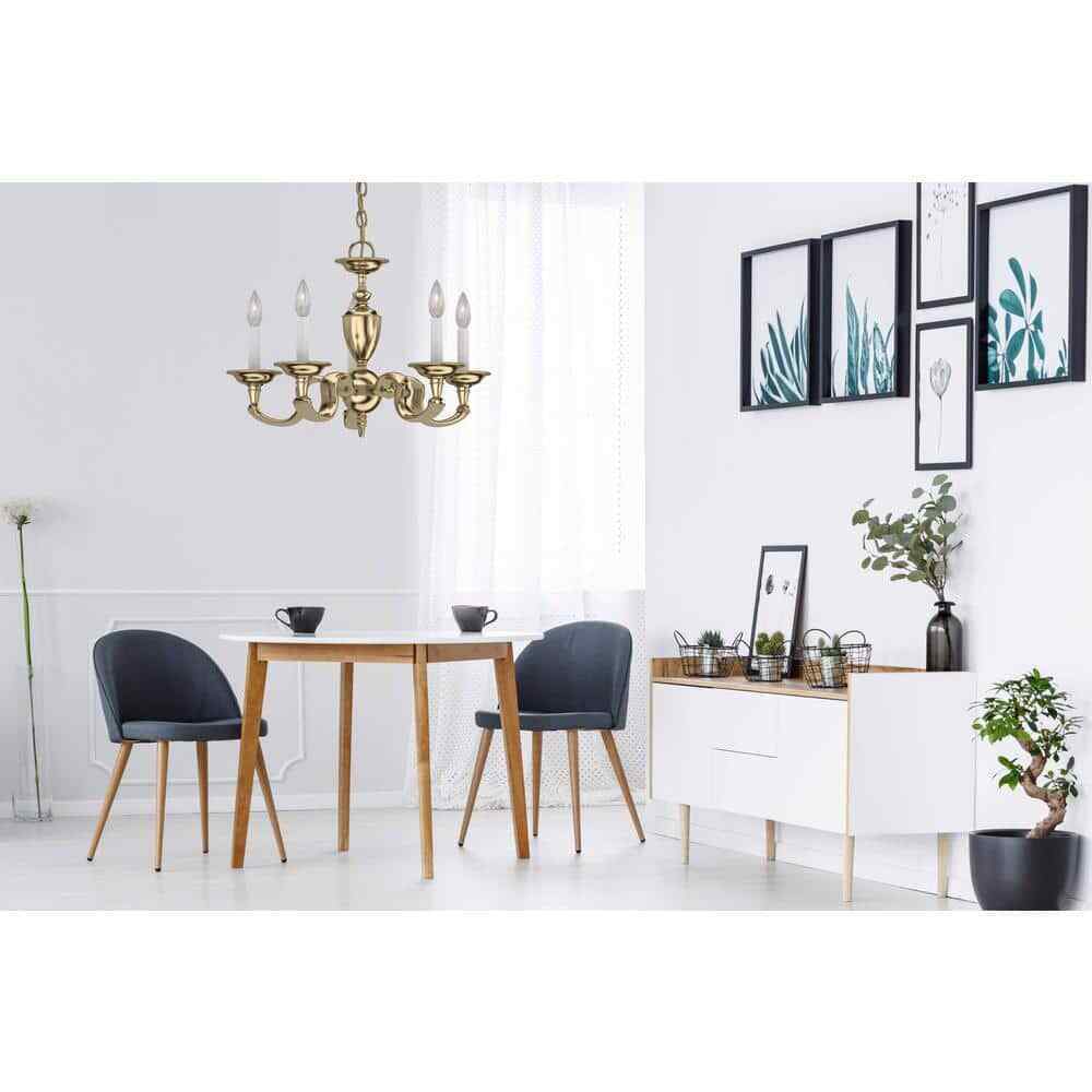 Volume Lighting 5-Lights Polished Solid Brass Chandelier V2425-0