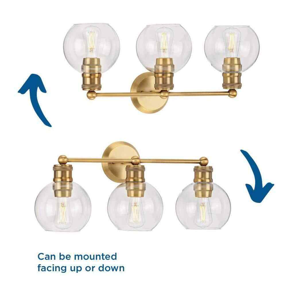 Progress Lighting Hansford 3-Light Gold Vintage Brass Clear Glass Vanity Light