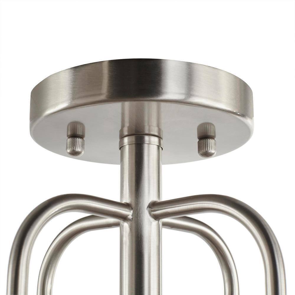 Home Decorators Shirwell 3-Light Brushed Nickel Semi-Flush Mount