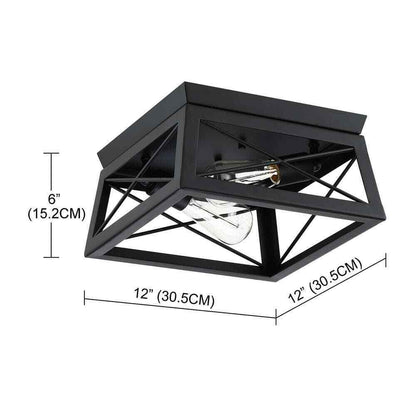 Pia Ricco 12 in. 2-Light Matte Black Flush Mount