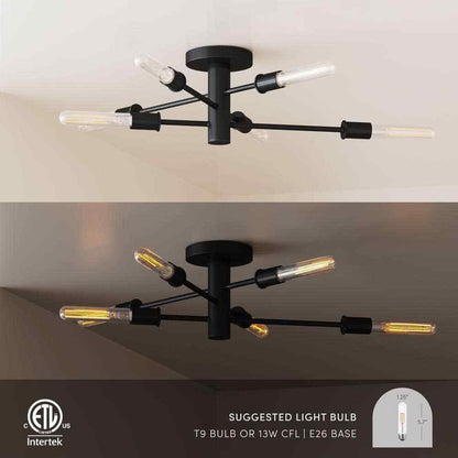 Nathan James Elmont Semi-Flush Mount 6-Light Sputnik Chandelier
