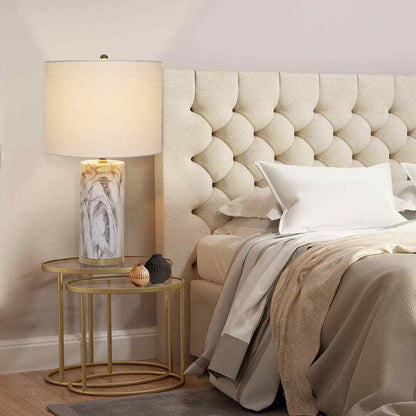 Cresswell 24.5 in. Faux Marble Table Lamp with White Shade