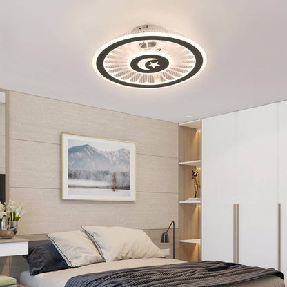 OUKANING 18 in. Gray Modern Simple Style Indoor LED Semi Flush Mount Ceiling Fan