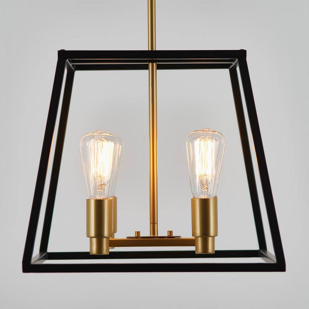Artika Carter 4-Light Black Gold Modern Industrial Cage Chandelier Light Fixture