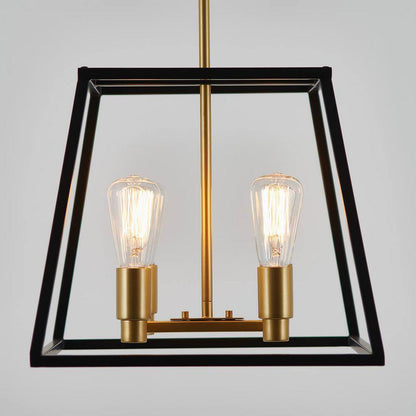 Artika Carter 4-Light Black Gold Modern Industrial Cage Chandelier Light Fixture