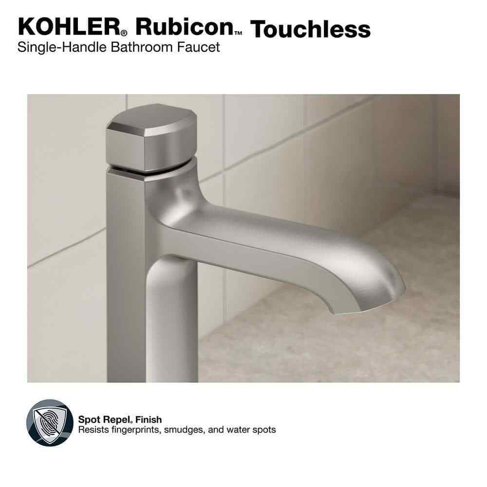 KOHLER Rubicon Powered Touchless Single Hole Bathroom Faucet in Brushed Nickel