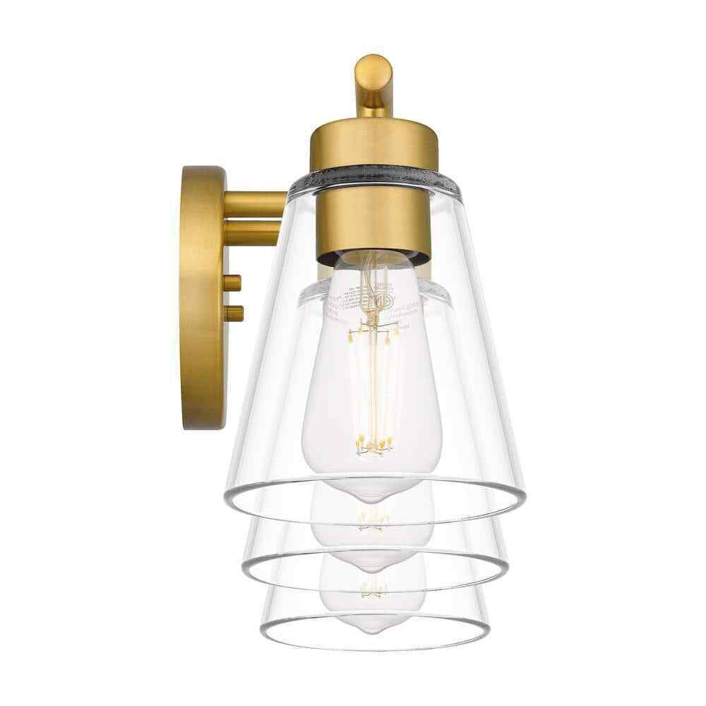 Hampton Bay Eastburn 22 in. 3-Light Gold Vanity Light with Clear Glass Shades