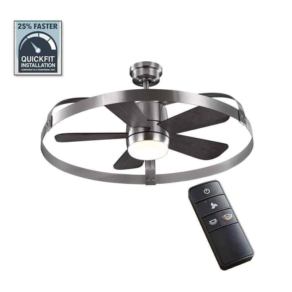Home Decorators Harrington 36 in. LED Brushed Nickel Ceiling Fan w/ Light+Remote