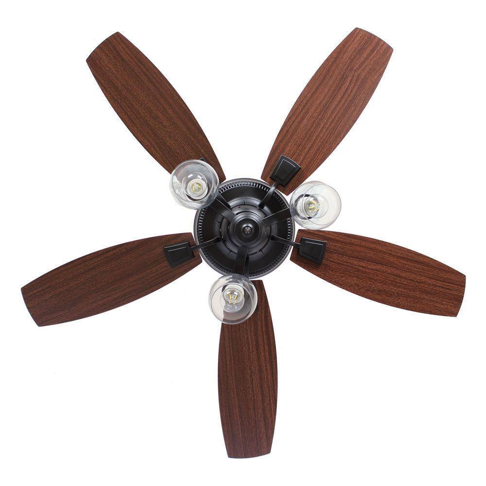 Matrix Decor 52 in. Indoor Matte Black Ceiling Fan with Light and Remote Control