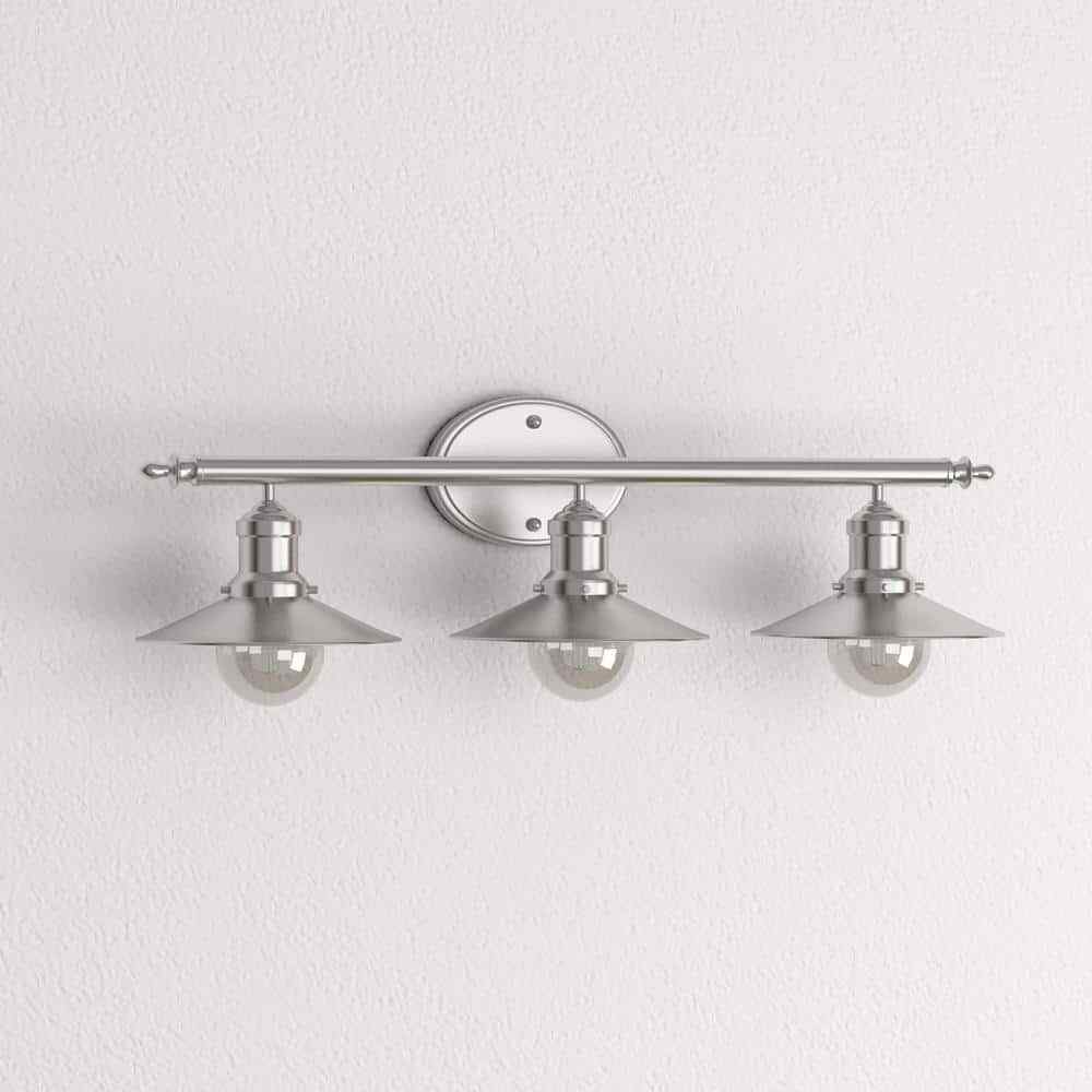 Home Decorators Glenhurst 25 in. 3-Light Brushed Nickel Bathroom Vanity Light