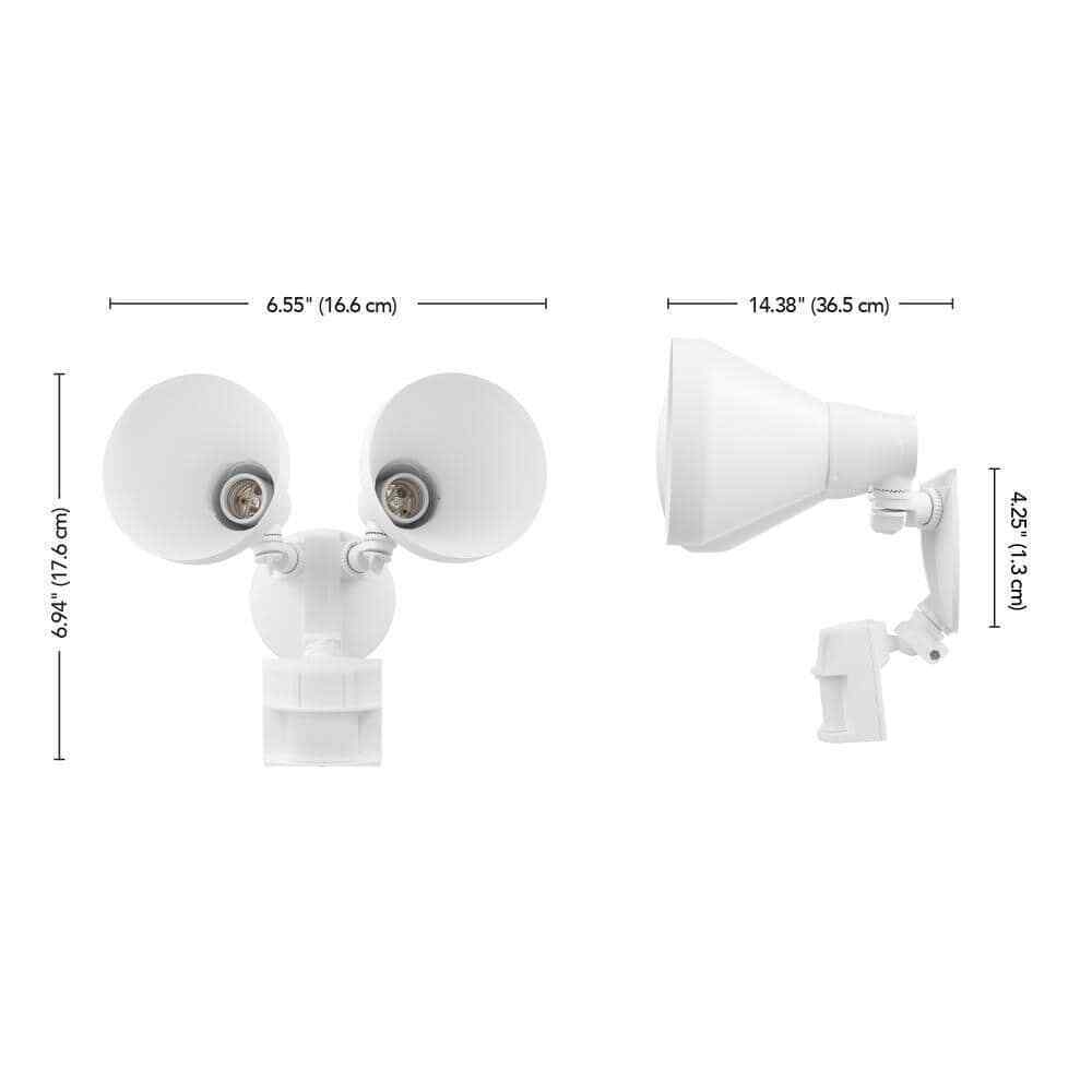 Defiant PAR 180-Degree White Motion Activated Wired 2-Head Security Flood Light