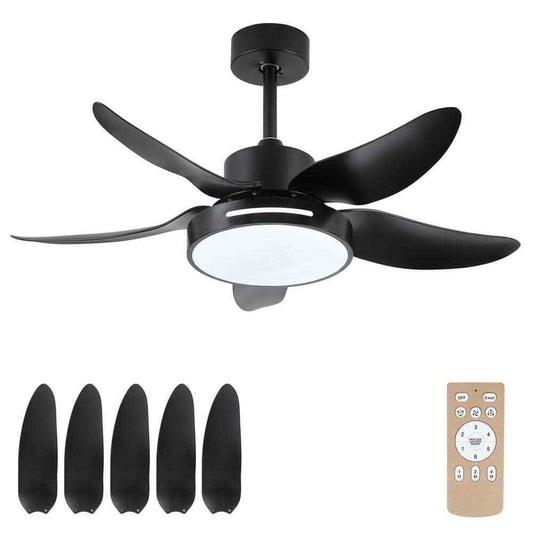 HKMGT 37.8 in. 5-Blade Smart Black Ceiling Fan w/ LED Light and Remote Control