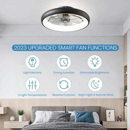 ANTOINE 20 in. Integrated LED Indoor Black Flush Mount Dimmable Ceiling Fan