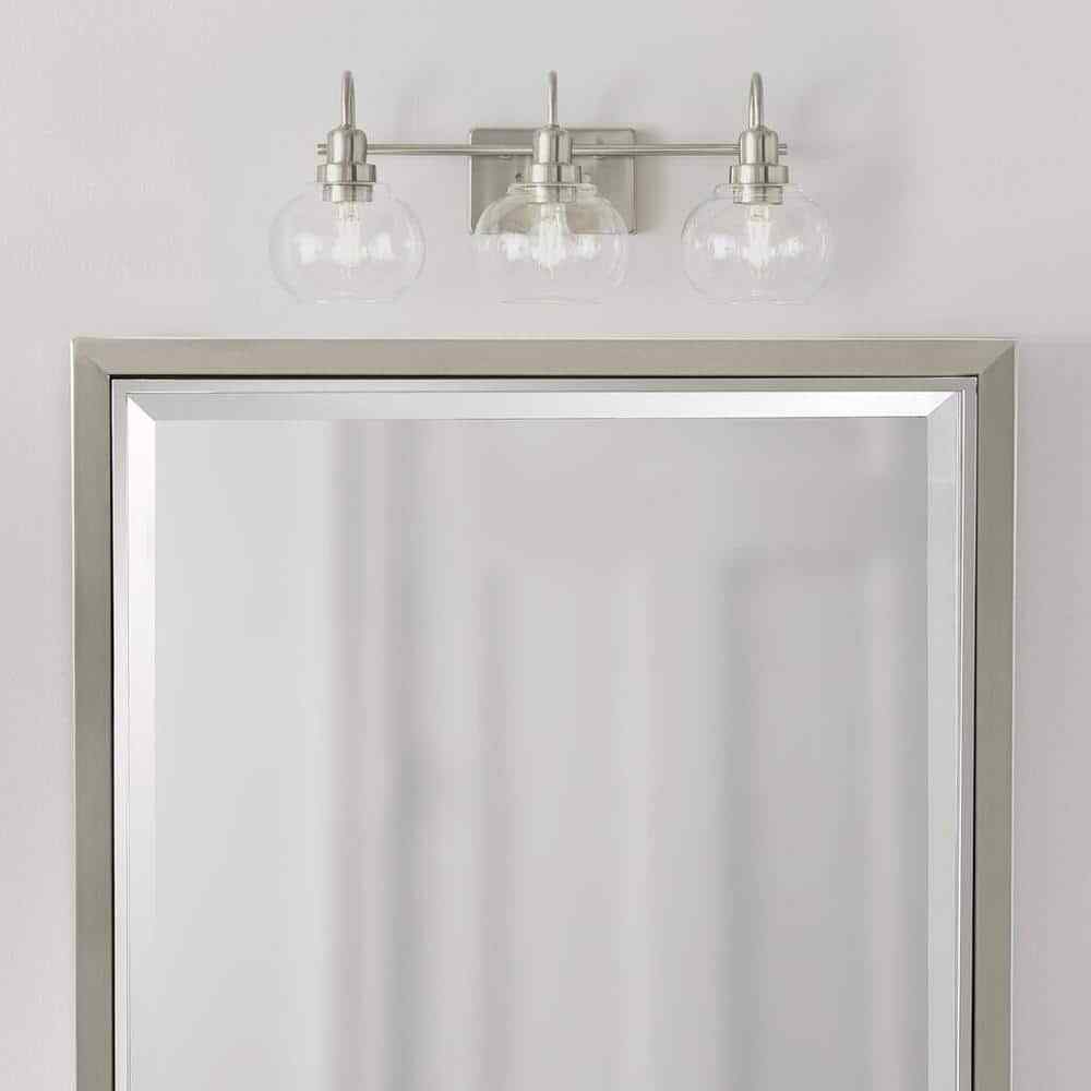 Home Decorators Halyn 23 in. 3-Light Brushed Nickel Bathroom Vanity Light