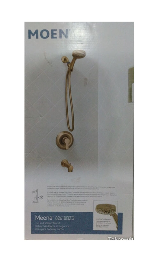 MOEN Meena 4-Spray Tub and Shower Faucet 1.75 GPM in Bronzed Gold Valve Included