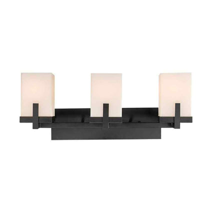Globe Electric Helena 3-Light Dark Bronze Vanity Light w/ Frosted Glass Shades