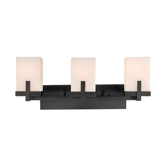 Globe Electric Helena 3-Light Dark Bronze Vanity Light w/ Frosted Glass Shades