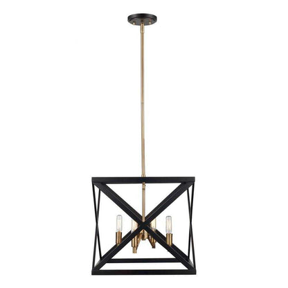 Bel Air Lighting Ackerman 4-Light Oil Rubbed Bronze Antique Brass Pendant Light