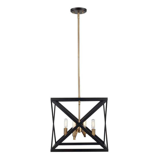 Bel Air Lighting Ackerman 4-Light Oil Rubbed Bronze Antique Brass Pendant Light
