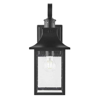Hampton Bay Edgehill 16.25 in. Matte Black Hardwired Outdoor Wall Lantern Sconce