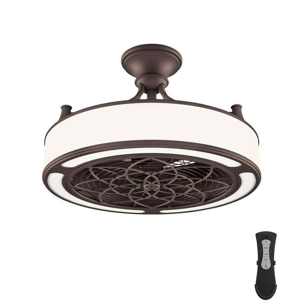 Home Decorators Windara 22 in. LED Indoor/Covered Outdoor Bronze Ceiling Fan