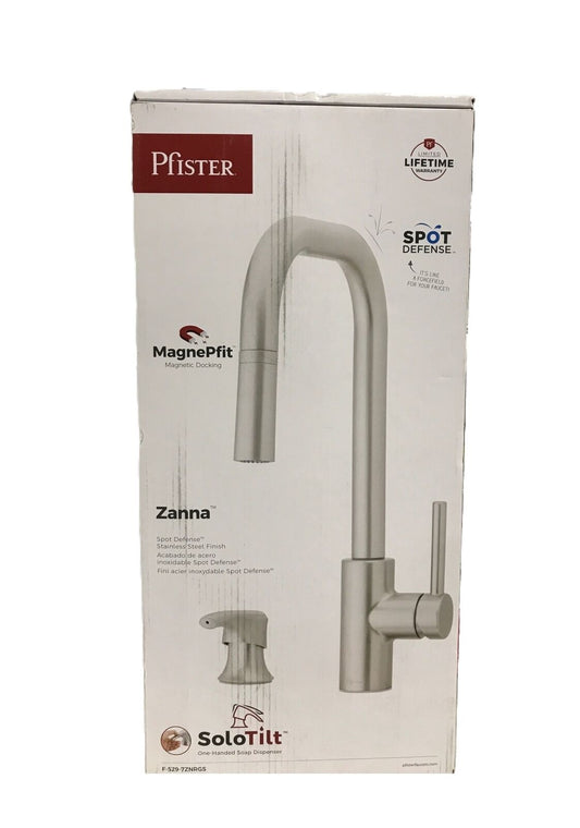 Pfister Zanna Pull Down Sprayer Kitchen Faucet w/Soap Dispenser Stainless Steel