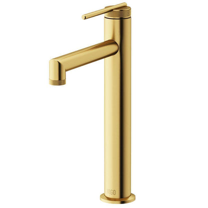 VIGO Sterling Single-Hole Bathroom Vessel Faucet in Matte Brushed Gold