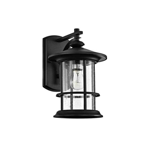 Tidoin Black Plug-in Outdoor Wall Lantern Sconce Porch Light With Clear Glass