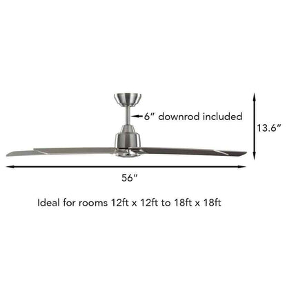 Hampton Bay Bellmore 56 in. Indoor Brushed Nickel Ceiling Fan w/ DC Motor+Remote