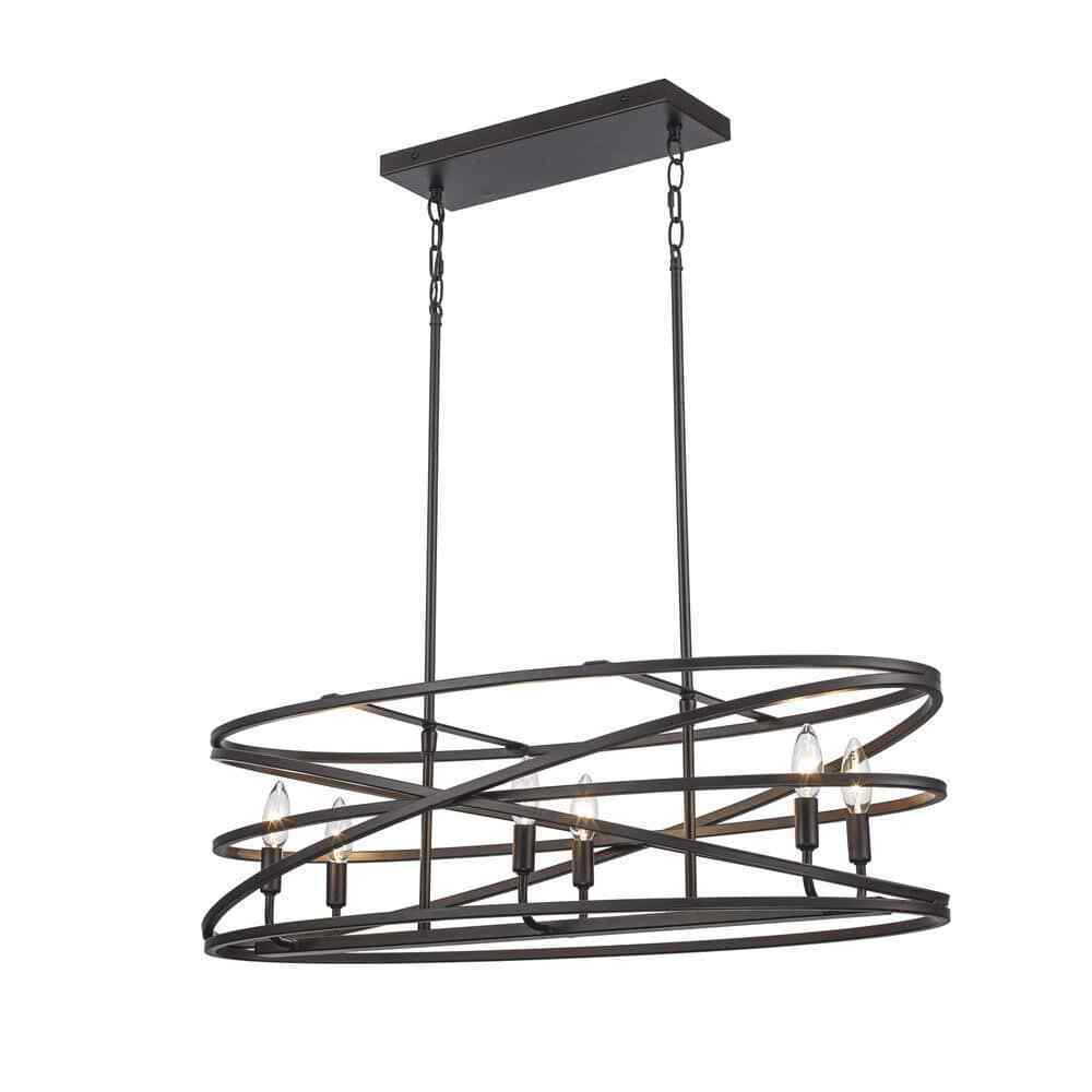 Home Decorators Sarolta Sands Bronze Kitchen Island Light w/ Linear Metal Shade